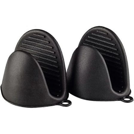 Tykk Silikon Gryteklut - Mini Varmebestandig Ovnsvott - Baking, Matlaging, BBQ - Svart