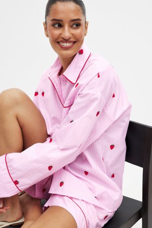 Handpicked x NA-KD Chemise oversize brodée - - Rose - EU 32