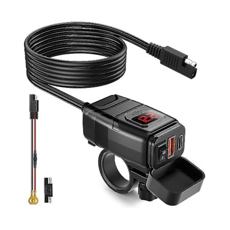 Motorcykeltelefonladdare, Dubbel Usb Typ C Pd & Snabbladdning 3.0 Motorcykel Usb-laddare Med Voltmet