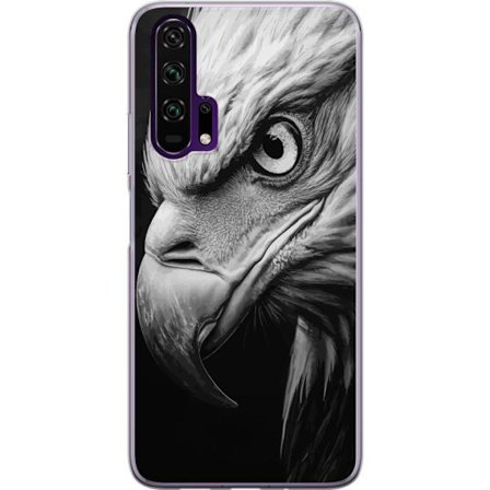 Kompatibelt Mobilskal till Honor Honor 20 Pro Örn närbild realistiskt porträtt kraftfull blick fågel detaljerad svartvit art natur djur vilt star