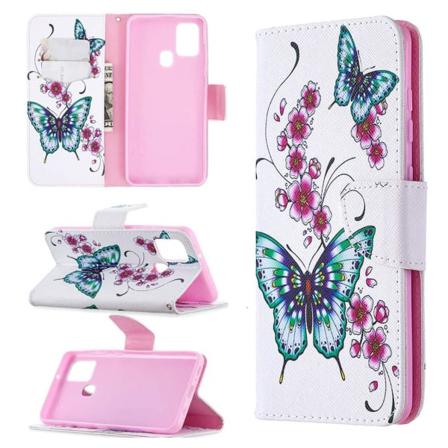 Plånboksfodral Samsung Galaxy A21s – Fjärilar Och Blommor