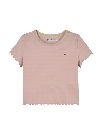 Rib Knit Top Ss Pink Tommy Hilfiger