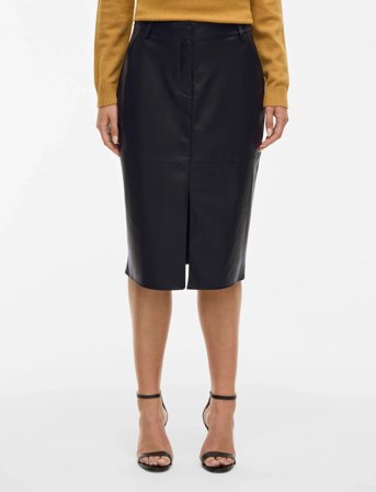 Vila Vidagmar Hw Midi Coated Skirt - Noos - Black - 36