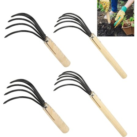 4 st trädgårdsklo kratta, 5 klor trädgårdsklo kratta trädgårdskultivator för trädgårdsbruk