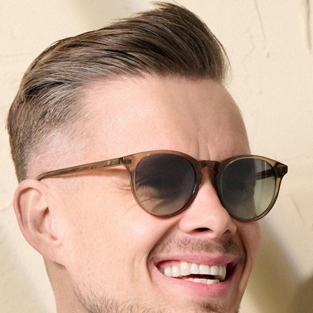 New Depp Ronde Donkergroene Zonnebril met Hoornen Montuur voor mannen - Retro zonnebrillen