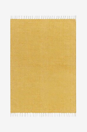 KM Home - Bomuldstæppe Line - Gul - Bomulds- & kludetæpper - 160X230 - Fra Homeroom
