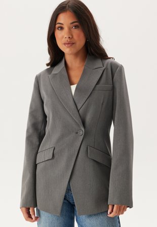 Bubbleroom - Single Button Blazer - Dark grey - Kläder