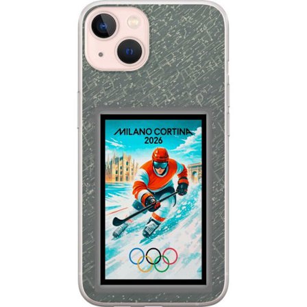 Kompatibel Mobilcover til Apple iPhone 13 mini Curling illustration med spillere og sten på isen, Milano Cortina 2026, snedækkede stænk og olympisk