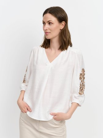 BRANDTEX - Bluse - Råhvid - Broderie Detalje