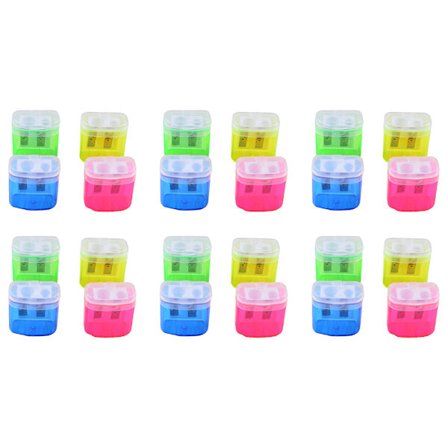 Dubbelhåls plastisk pennvässare med lock