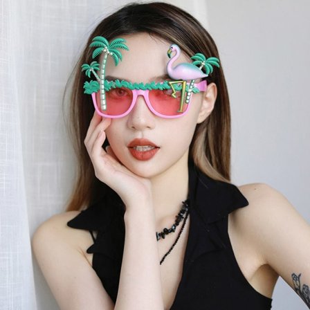 IC Flamingo Party Briller Hawaii Party Solbriller Strand Solbriller Rosa