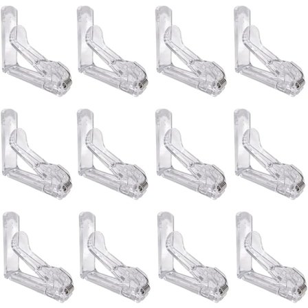 20 stk. gjennomsiktige bordklips i plast, justerbare