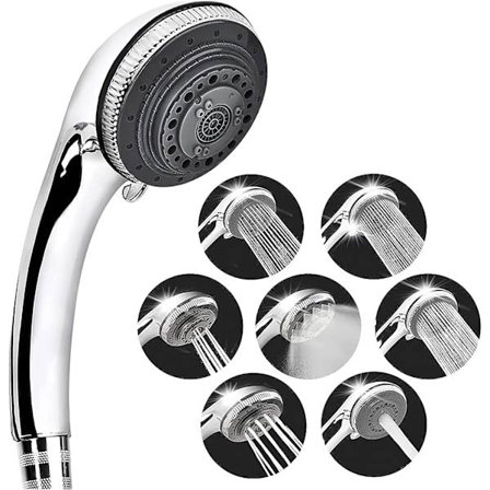 Dusjhode med 7 moduser, booster dusjhode, vannsparende dusj, egnet for voksne barn kjæledyr familie og treningsstudiobruk.