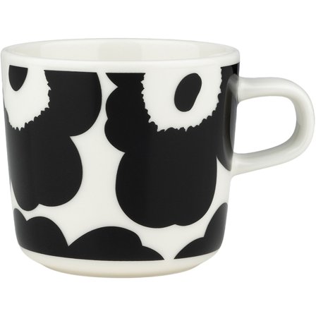 Marimekko Unikko kahvikuppi 2 dl, musta/valkoinen