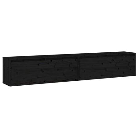 Vidaxl Väggskåp 2 St Svart 100x30x35 Cm Massiv Furu Svart