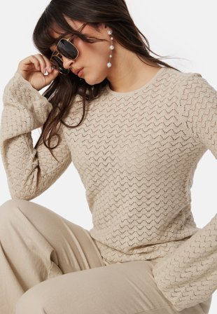 VERO MODA Vmiberia LS O-Neck knit top Oatmeal Klær