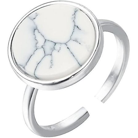 925 Thailändsk Silver Punk Elegant Vit Sten Rund Öppen Ring
