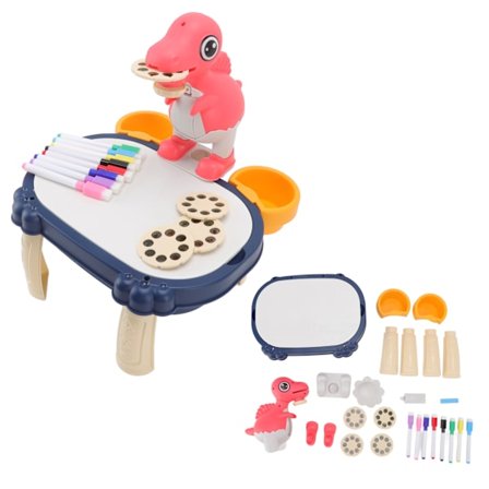 Tegneprojektor Sæt Børn Uddannelsesmæssige Slettelig Maleri Tavle Tegneserie Dinosaur Projektor Maleri Sæt Pink