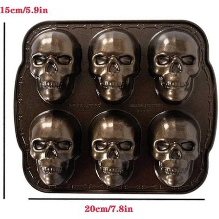 Halloween Kranieform, Spøgelseskranie Kageform Kranieforme til Bagning Kranie Kageform Aluminium 3D Halloween Kranie Bageform Gummiforme Non-stick Kan