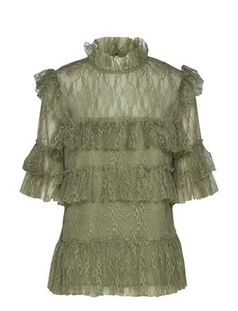 Rachel Blouse Blouses Short-sleeved Grøn By Malina