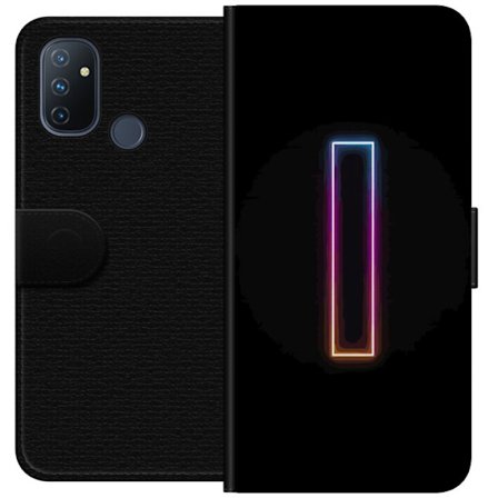 Kompatibel Tegnebogsetui til OnePlus OnePlus Nord N100 Minimalistisk neonbogstav I i regnbuefarver mod mørk baggrund