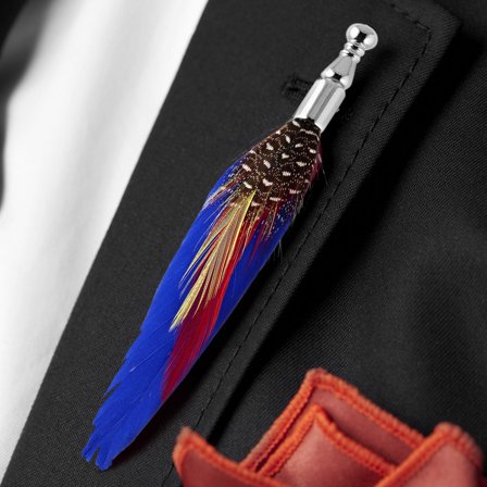 Épinglette "La plume" bleue pour hommes - Broches en forme de plume - pour Hommes - Warren Asher