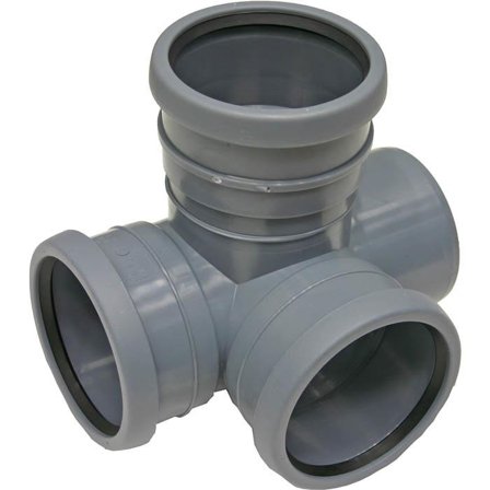 Pipelife 170265 Hjørne manifold med 3 ærmer, 88,5°, 110 mm, Indendørs afløb