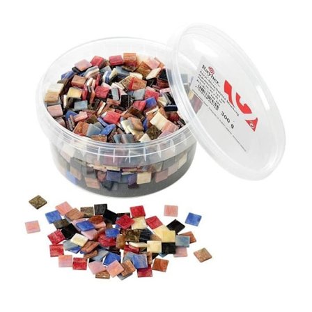 Akryleista näyttävä mosaiikki - RAYHER - Monivärinen marmoroitu - 1x1 cm - 300 g laatikko - Noin 1200 kappaletta