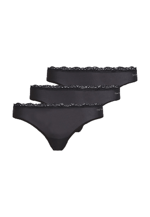 Calvin Klein 3 pack Trosa i String modell, skön Micro stretch med vacker spetskant. Trosor Dam Svart L