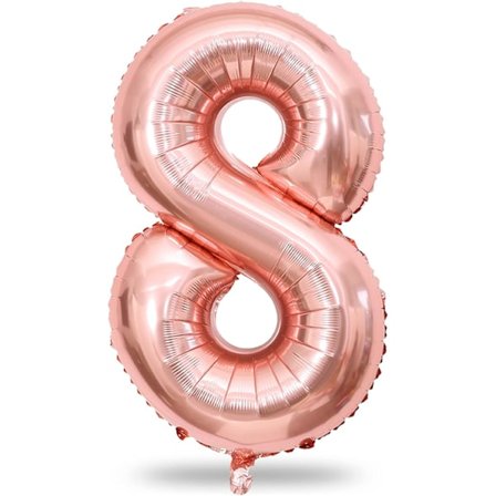 Roséguld Ballonger, 40 Tums Stora Folieballonger Siffror Set 0-9, Självfyllande Digital 8 Helium Ballon