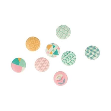 Scandisweet cabochon wood stickers 8 styk - Artémio Multicolor - Assorteret