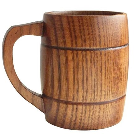 500 ml håndlavede retro brune trækopper med håndtag til varme drikke