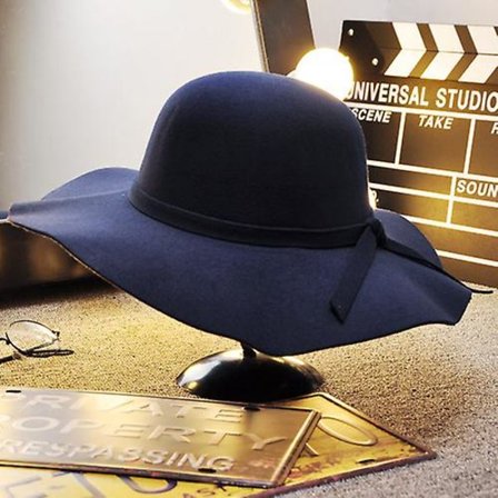 Vintage Dam bredbrättad mjuk varm ull-look/effekt hatt db