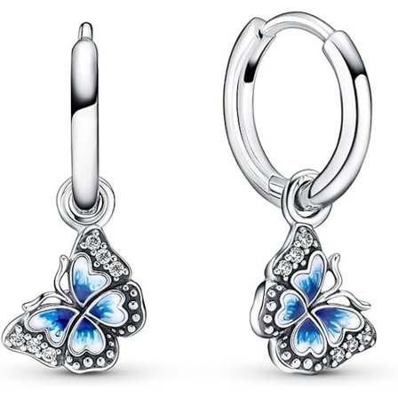 Sterling Silver Blå Fjäril Örhängen för Kvinnor