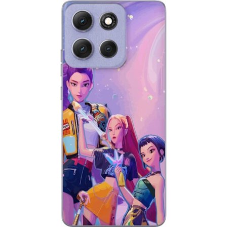 Kompatibelt Mobildeksel til Motorola Moto G86 Futuristiske popdamer i neonfarger med magiske detaljer mot en drømmeaktig galaksebakgrunn