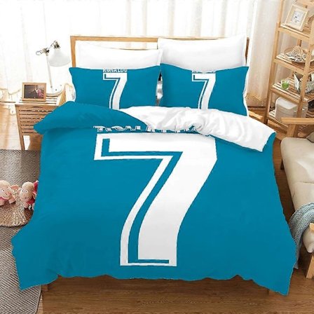 v504 Sengetøy CR Putetrekk King Size Sengesett Soverom Enkelt Dobbeltseng King Size Dynetrekk Dyne Trekk Med Glidelåslukking Ronaldo 3-Deler