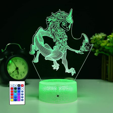 Qinwei Dragon Natlampe Sisu Dragon Lys Bordlampe Dragon Lampe til Soveværelse som Fødselsdagsgaver til Børn(Stil 12)
