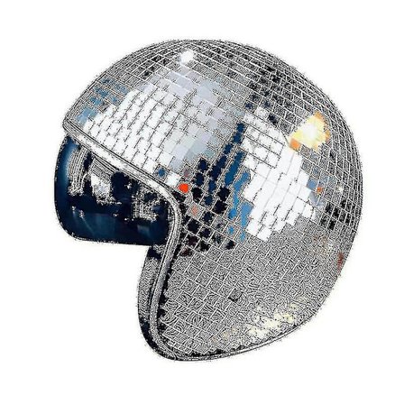 Nattklubb Diskokulehjelm med Uttrekkbart Visir - Sølv