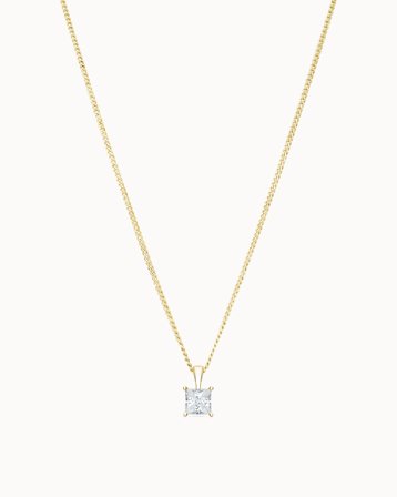 Diamanthalsband med prinsesslipad diamant i 18k gulguld från VANBRUUN