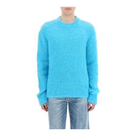 Marni, Round-neck Knitwear Blauw, Heren, Maat:L