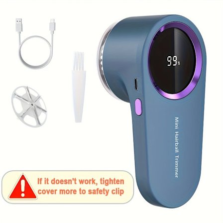 Elektrisk lo-trimmer, lo-fjerner og stoffshaver med doble bladhoder – Bærbar og lett å rengjøre for hjemmebruk eller på reise [DB]