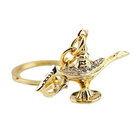 Aladdin's Lamp Shape Keychains Vintage Nyckelhållare Kreativ Nyckelring Nyckel Dekoration Liten Present Metall Souvenir För Män Kvinnor (gyllene)