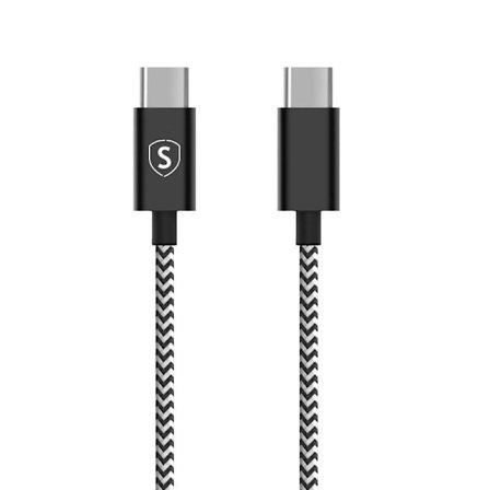 SiGN Skin USB-C till USB-C Kabel 2.1A, 2m - Svart/Vit
