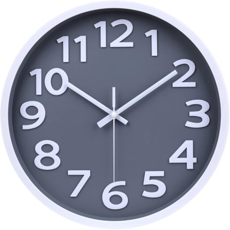 Veggklokke Stille Ikke-Tikkende 12 Tommer/30 cm Moderne Veggklokke Dekorativ Kvalitets Analog Kvarts Stor Klokke, 3D-Tall Lett å Lese, Grå