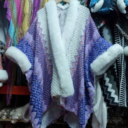 Mongolsk poncho cardigan dusk sjal LILLA purple