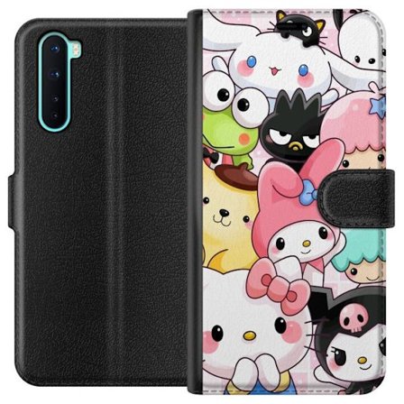 Kompatibelt Lommeboketui til OnePlus Nord Tett mønster av søte figurer med store øyne i ulike farger og uttrykk med LABUBU-tekst