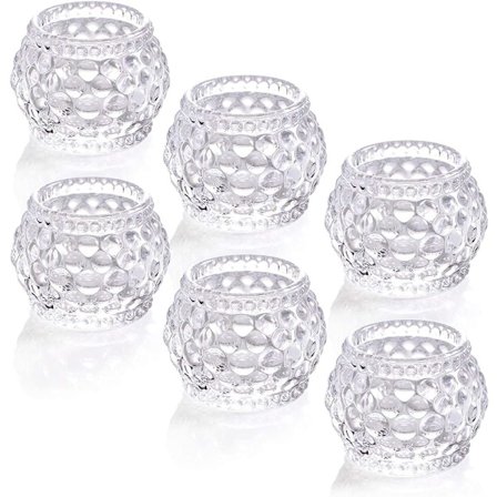 (6 stk) Runde krystall telysholdere, hjem, fest, bryllupside