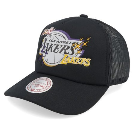 Mitchell & Ness - NBA Svart trucker Keps - Los Angeles Lakers 2k Flash Hwc Black A-Frame Trucker @ Hatstore