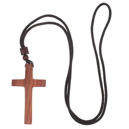 Vintage santelipuinen krusifiksi kaulakoru muotiasuste kristityille jokapäiväiseen käyttöön 2,4×1,4×0,3 tuumaa köysimateriaali 1 kpl (FMY)