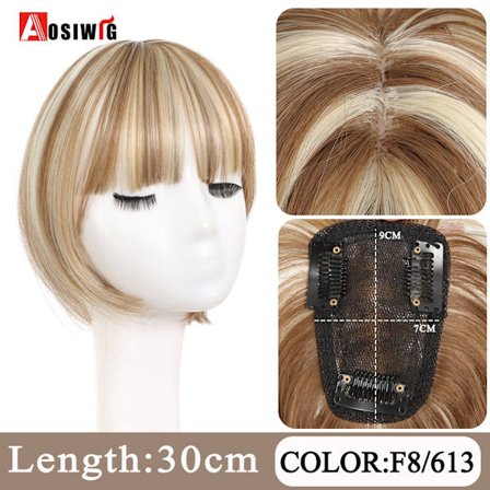 Synteettinen pitkä suora Topper peruukkikiinnike hiustenpidennyksissä Luonnollinen pörröinen pään toppi tekohiuspala Bang Clipilla Musta Ruskea